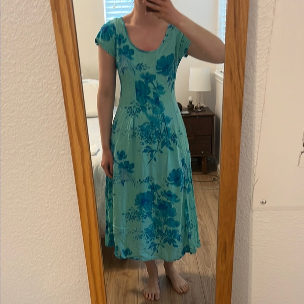 Vintage Jams World tie waist midi dress in Ranuniculus